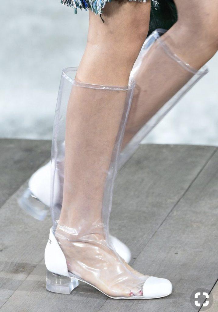 chanel 2018 spring collection transparent rain boots alley girl trend review