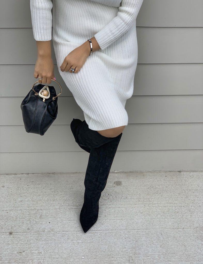 high knee boots and midi dress styling alley girl