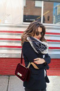 blazer and chanel bag street style