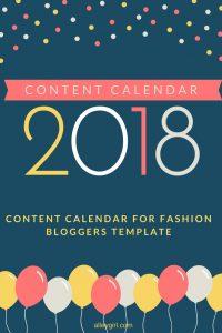 Content Calendar for Fashion Bloggers Template