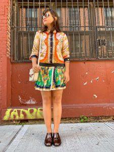90s inspired patterns versace patterns pleated skirt alley girl new york fashion technology blog 5